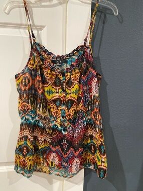 XXI Multicolor Ikat Print Spaghetti Strap Tank